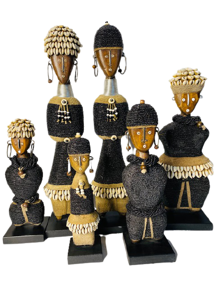 Black and Gold Beaded Namji Doll (select size for price)